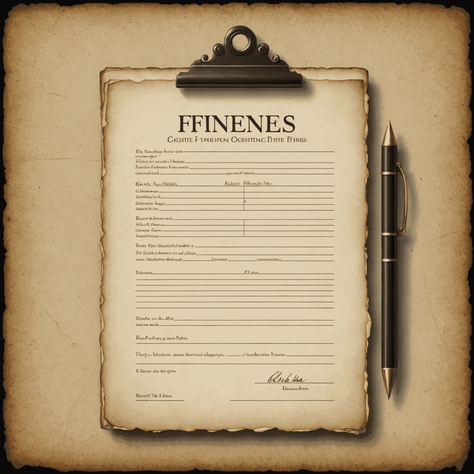 Fine history icon showing a document with a list of fines