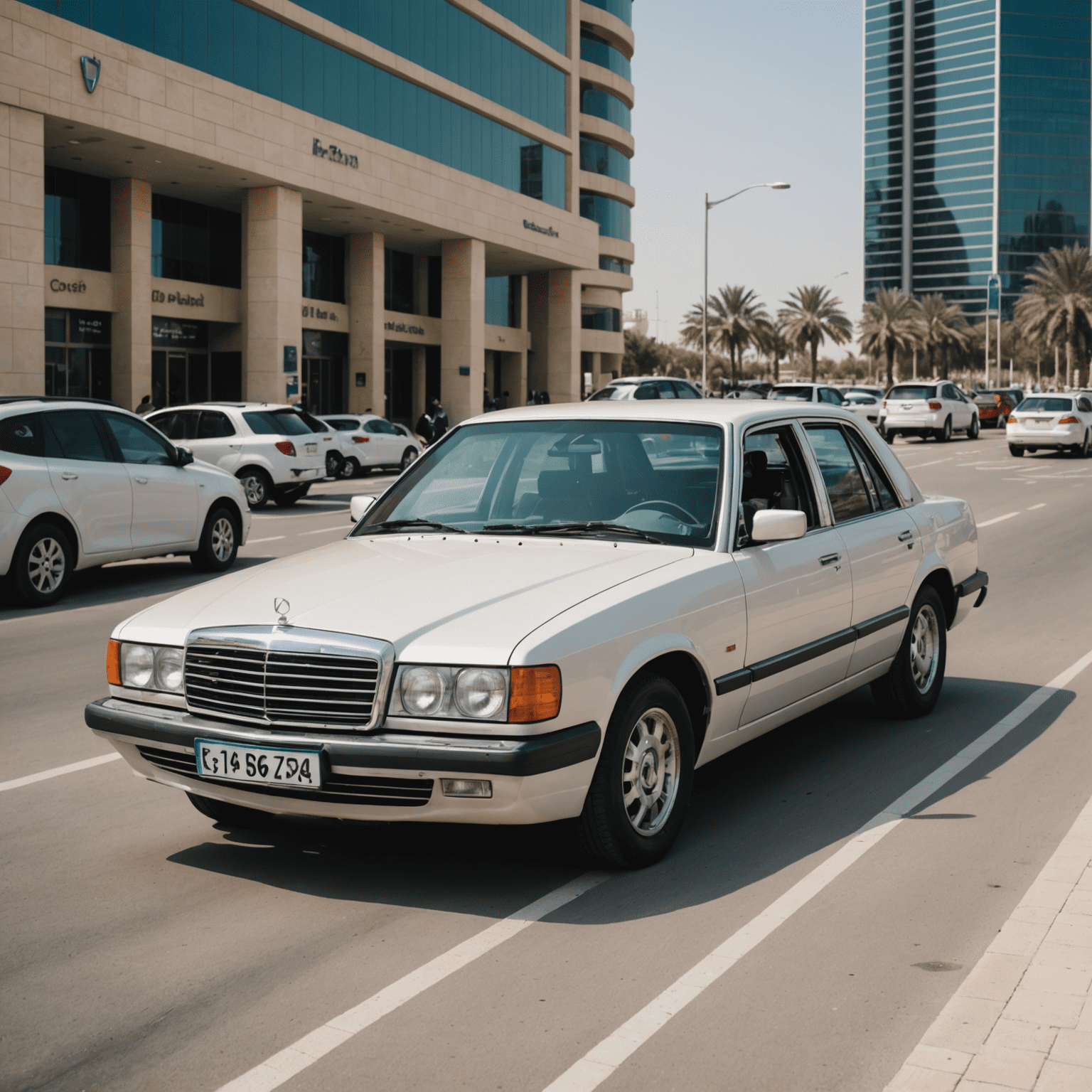 A car parked illegally in a no-parking zone in Abu Dhabi